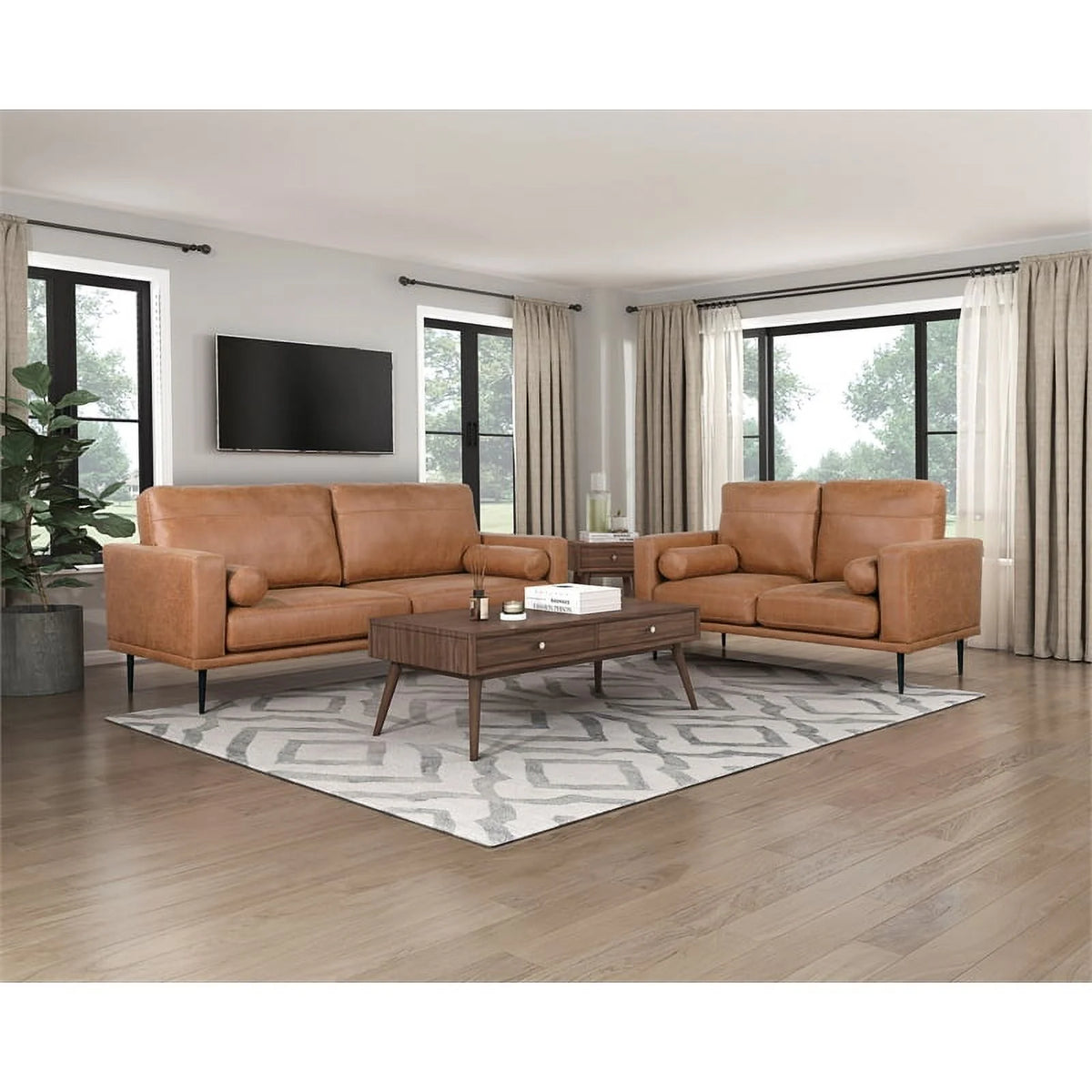 Brown Microfiber Sofa R480914