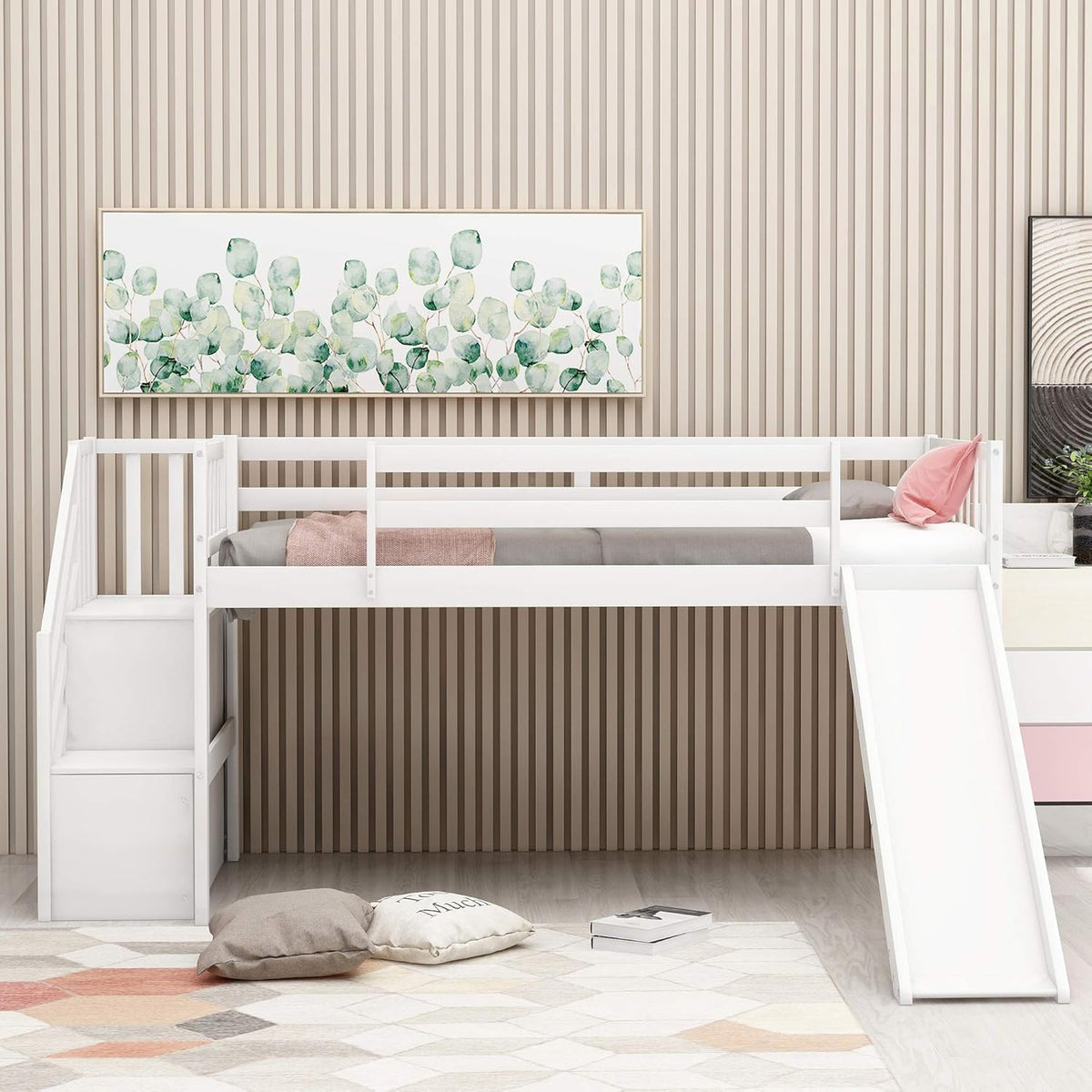 Twin Loft Beds with Slide and Staircase Z9186