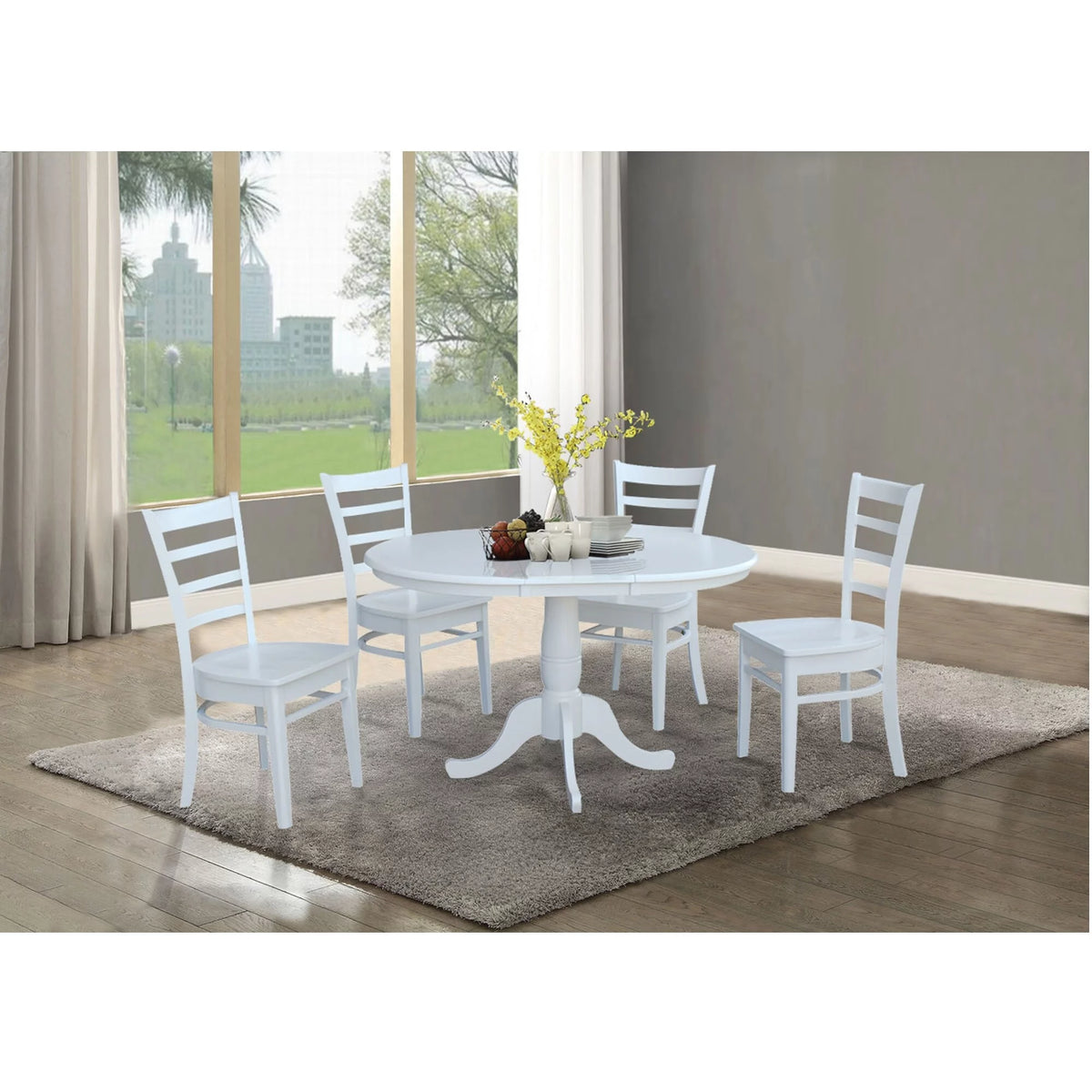 Round Extension Dining Table with 4 Chairs Set of 5 T4650