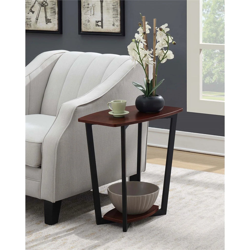 Cherry Wood and Black Metal End Table A68949