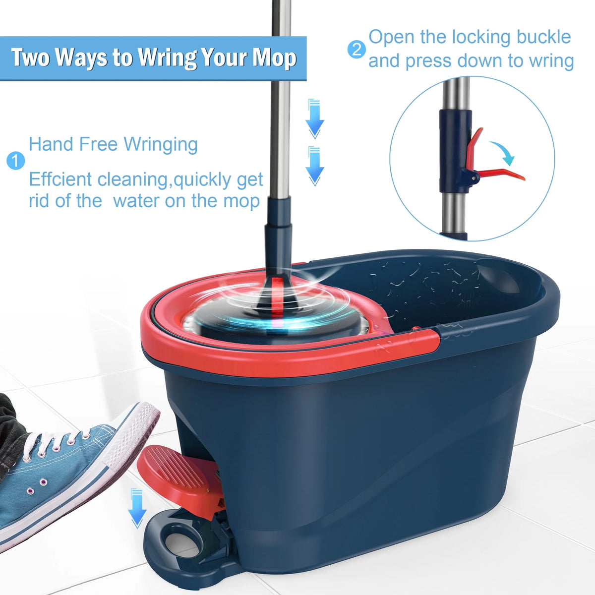 Green Spin Mop and Bucket with Wringer Set F496