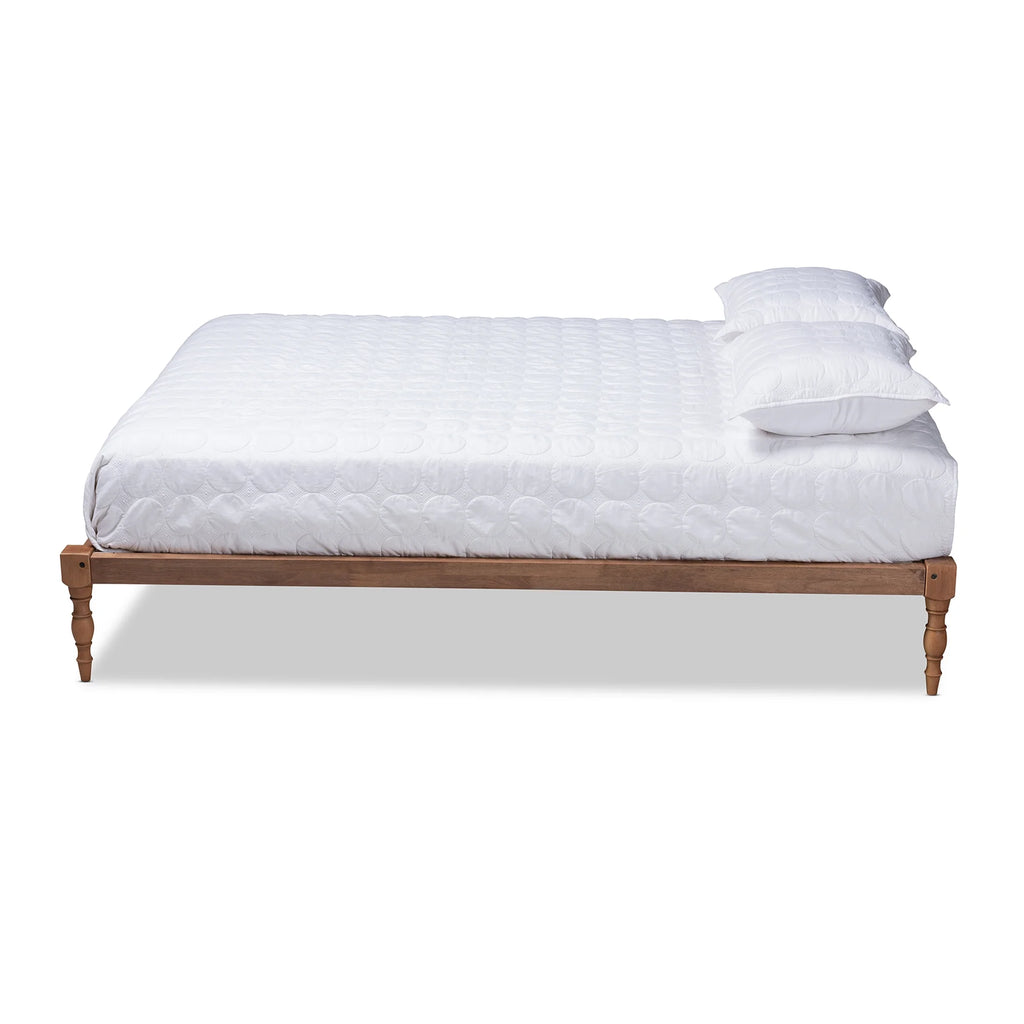 Walnut Brown Wood Queen Size Platform Bed Frame R662807