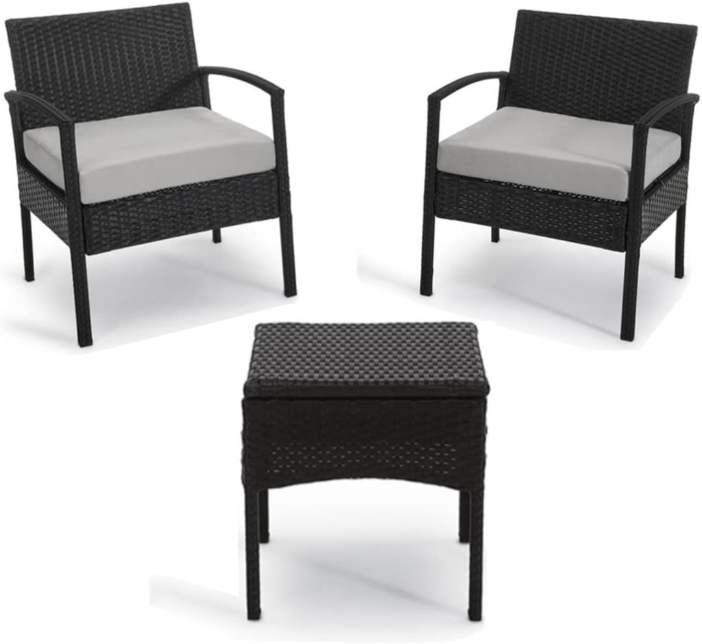 3 PCS Patio Rattan Bistro Set with Coffee Table and 2 Sofas Z25992