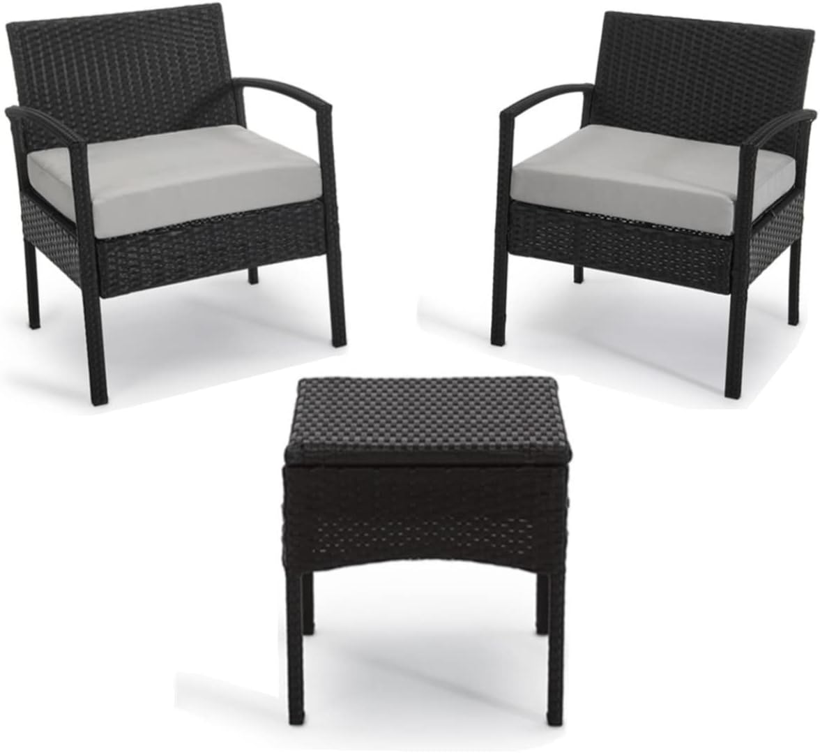3 PCS Patio Rattan Bistro Set with Coffee Table and 2 Sofas Z25992