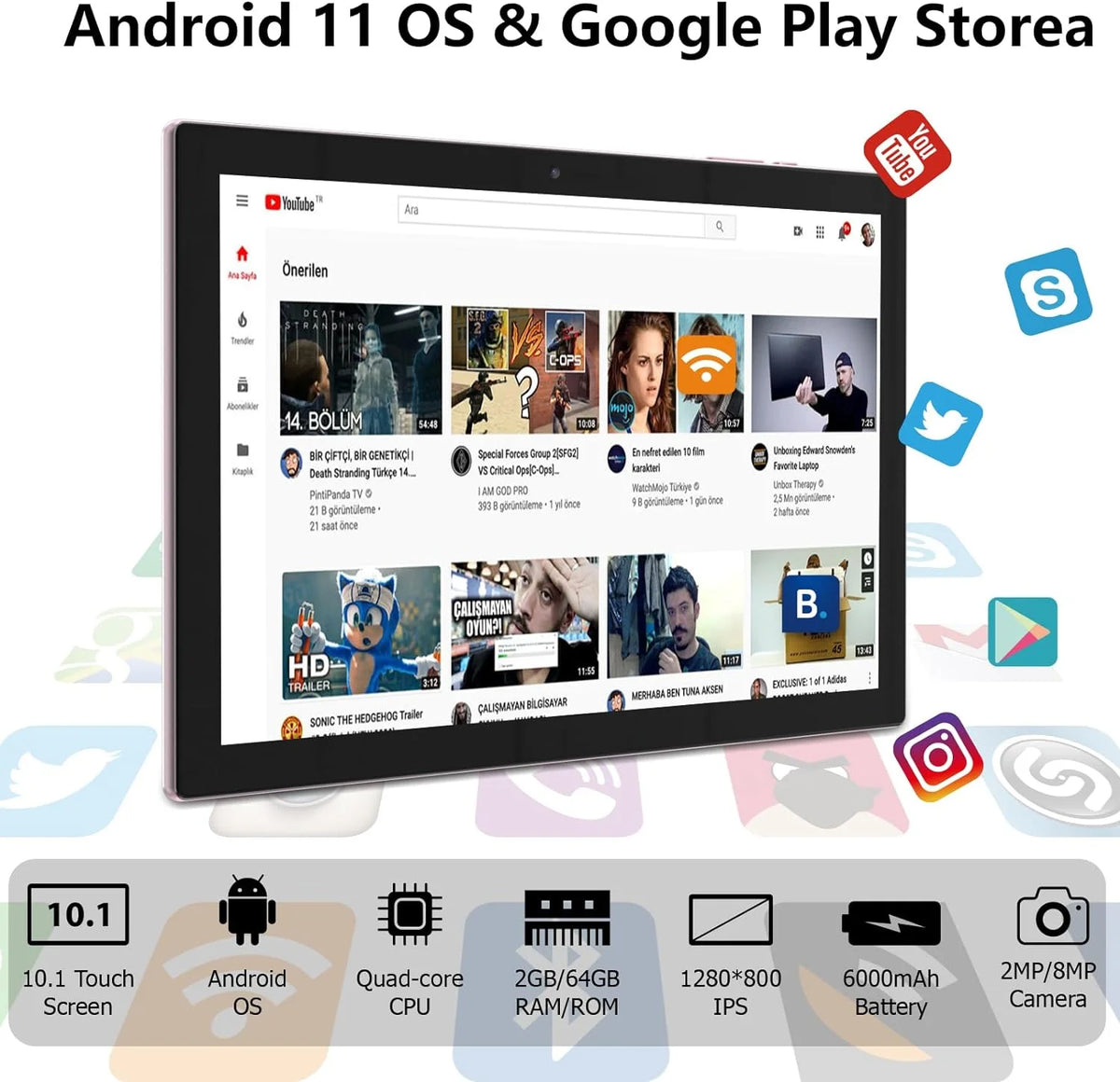 10 Inch Tablet 4GB RAM 64GB ROM Android 11 6000mAh L2298