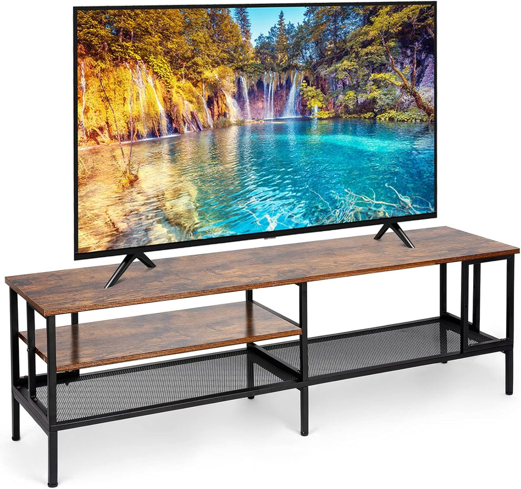 Industrial TV Stand up to 65 inch Metal Frame Rustic Brown C733540