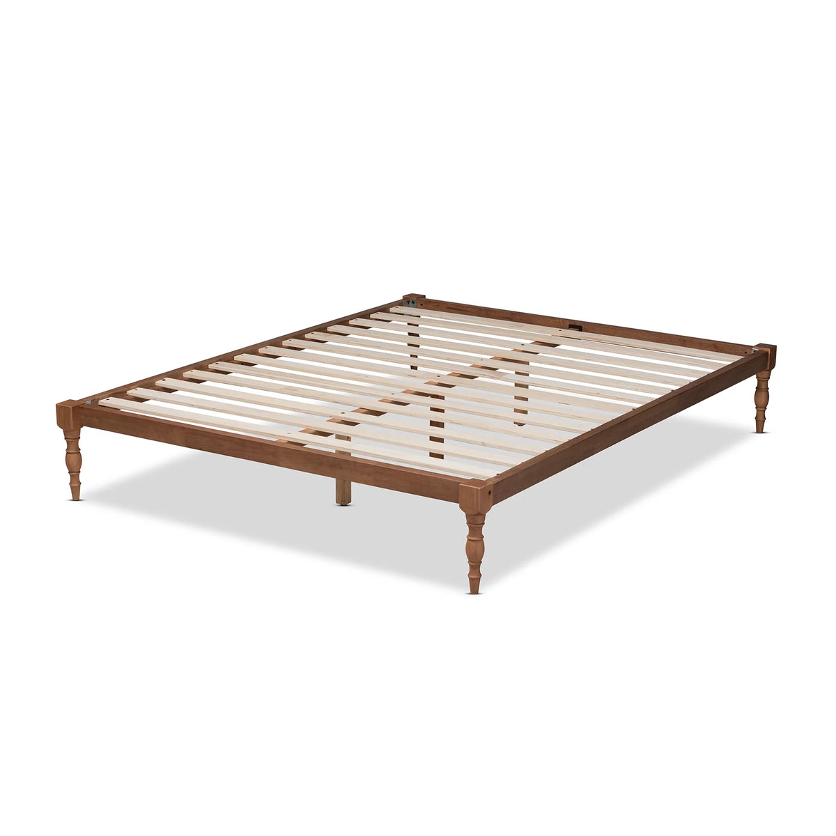 Walnut Brown Wood Queen Size Platform Bed Frame R662807