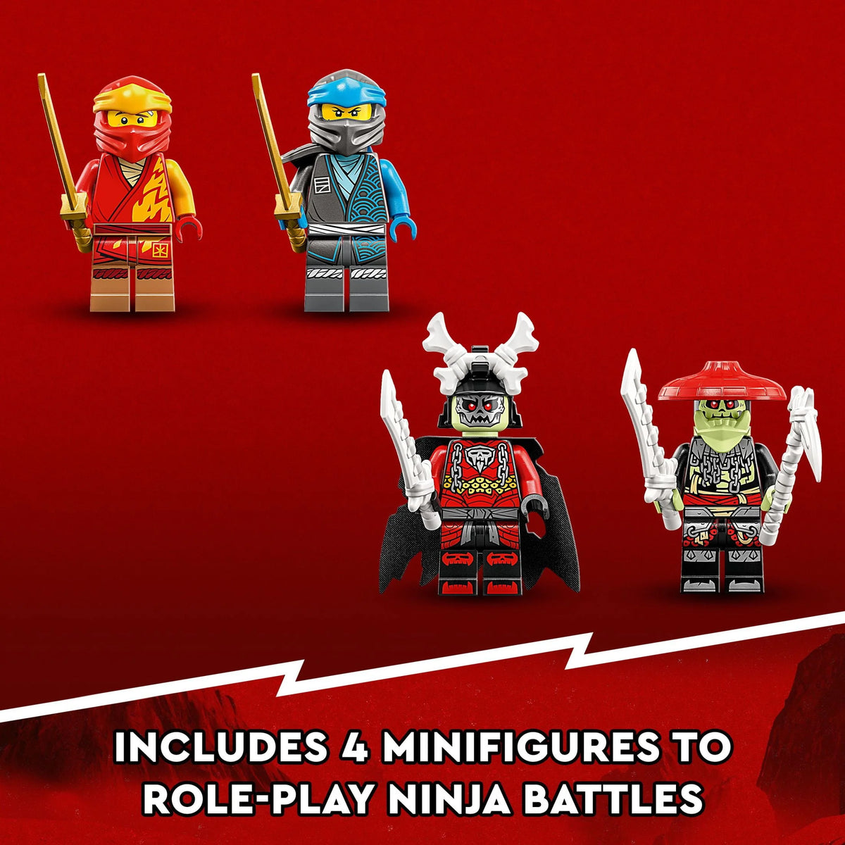 Upgradable Ninja Motorbike Toy Mech Action Figure and 2 Minifigures O446254