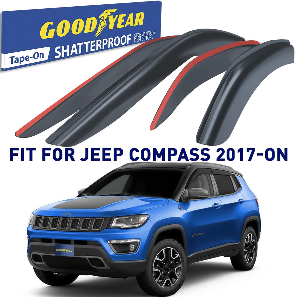 Shatterproof Window Deflectors, Tape-on Rain Guards, 4 pcs T739