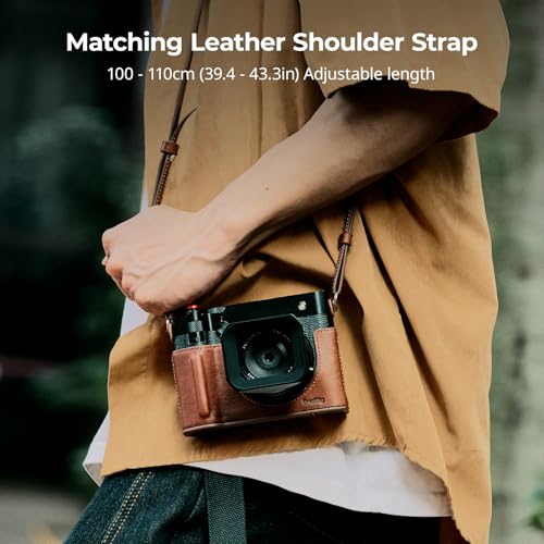 Black Leather Camera Case Kit with Shoulder Strap Y283
