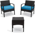 3 PCS Patio Rattan Bistro Set with Coffee Table and 2 Sofas Z25992
