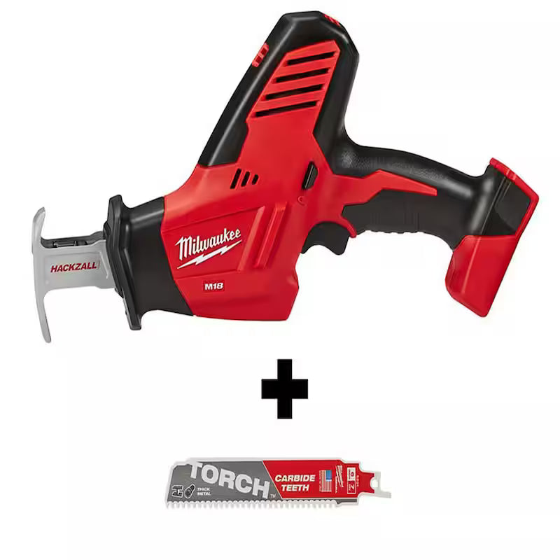 18V Cordless Reciprocating Saw with Metal Cutting Saw Blade H38866
