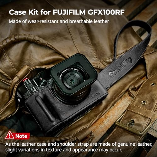 Black Leather Camera Case Kit with Shoulder Strap Y283