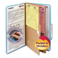 Blue 6-Section Pressboard Classification Folders with 2 Dividers, Legal, 10/bx S258