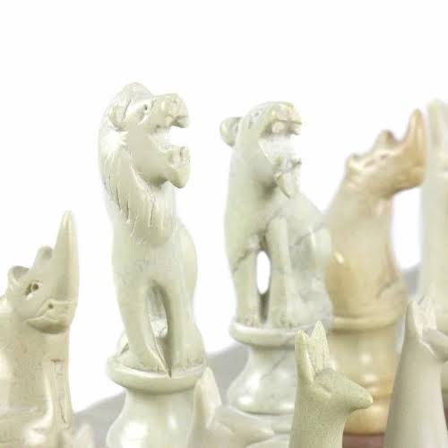 Hand Carved Soapstone Animal Chess Set M827