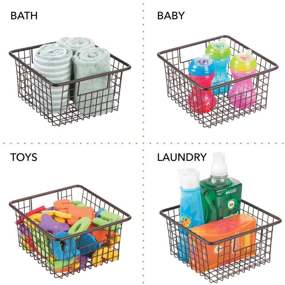 Metal Wire Food Storage Organizer Bin Basket with Handles M1040