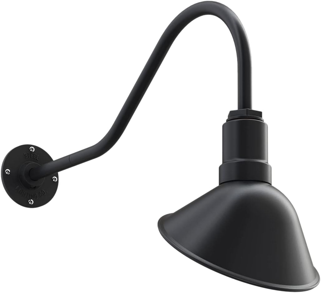 Matte Black 9 in Dome 16 in Gooseneck Outdoor Wall Light C59831