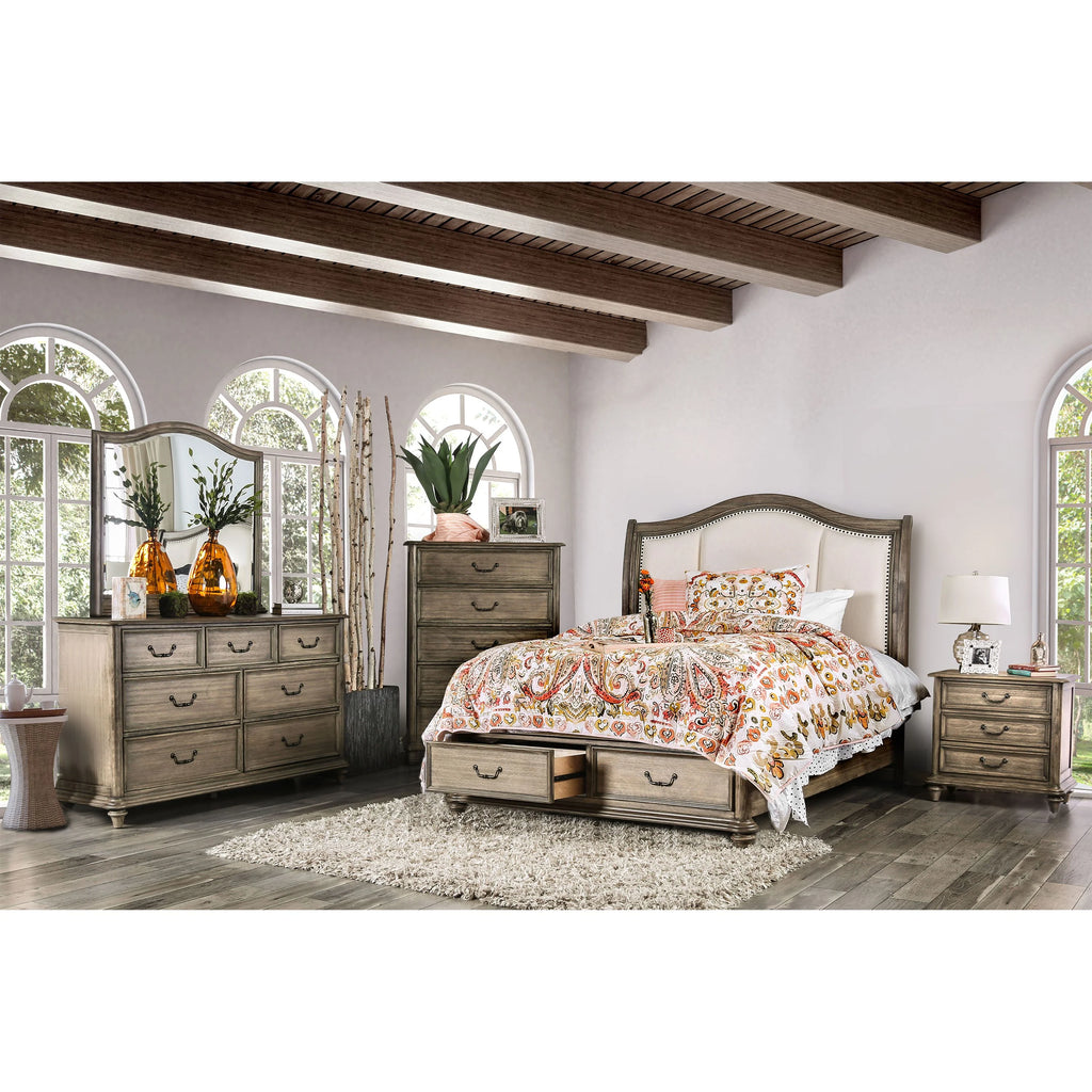 Queen Rustic Natural Tone Platform Bed W837599