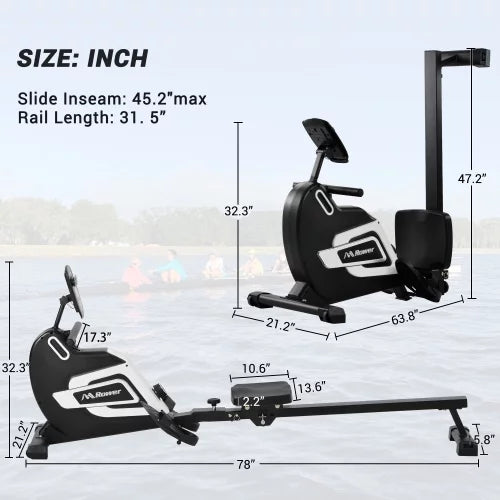 Magnetic Folding Rowing Machine with 14 Level Resistance and LCD Monitor B697164