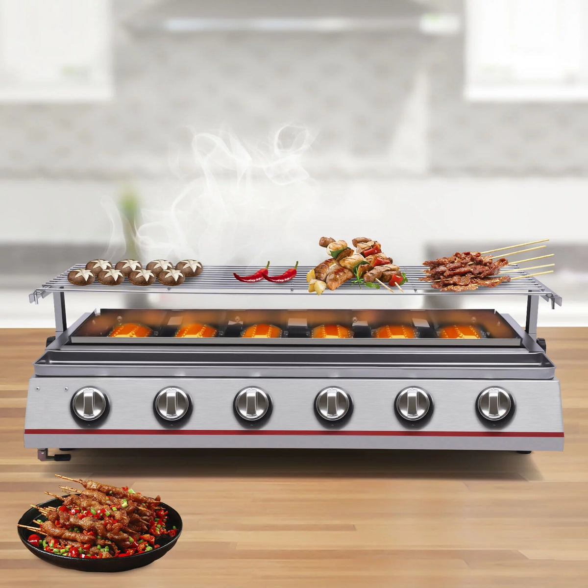 Portable 6 Burner LPG Gas Grill Griddle I470
