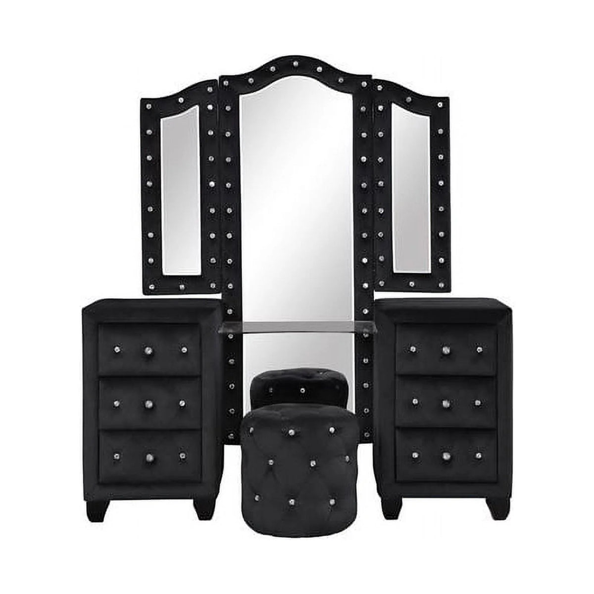 Queen 4 Pc Upholstery Bedroom Set Wood Black M892525