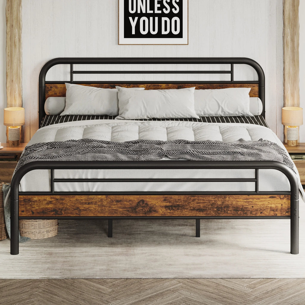 King Platform Bed Frame with Headboard O838