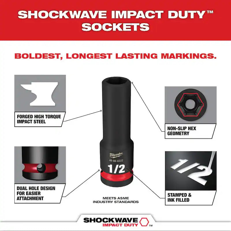 12V Cordless Brushless 1/2 in. Impact Wrench Kit with 1/2 in. Drive SAE Deep Socket Set (12-Piece) J191951