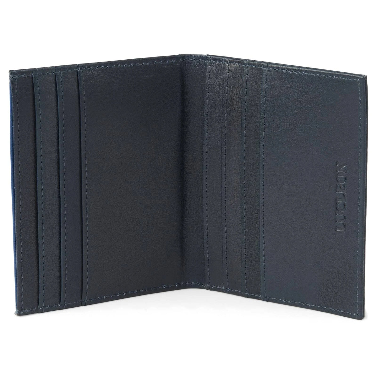 Black Blue Leather RFID-Blocking Card Holder J858864