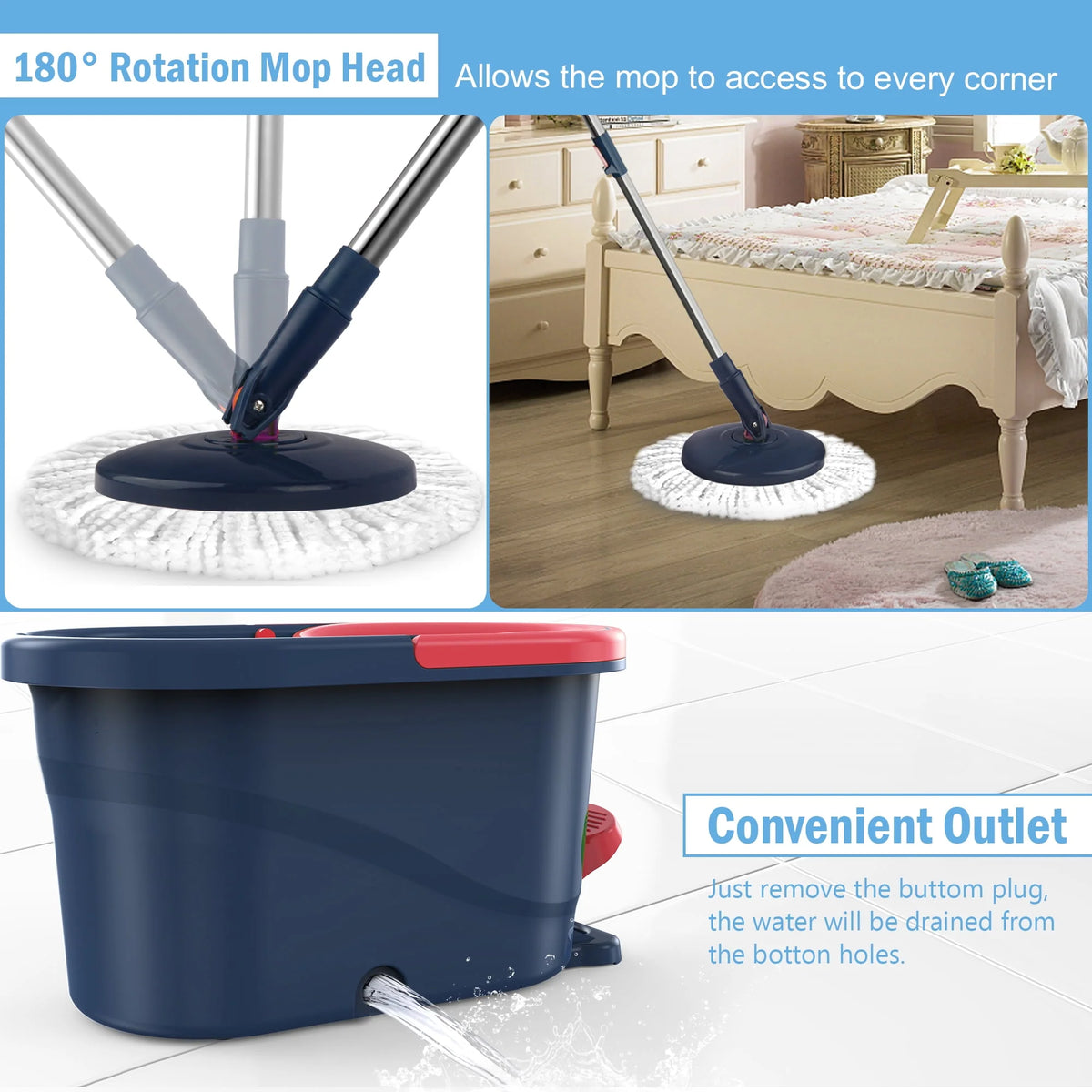 Green Spin Mop and Bucket with Wringer Set F496
