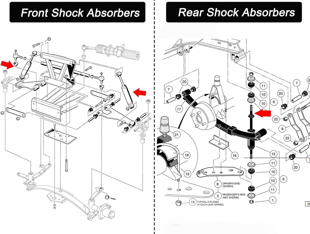 Front and Rear Shock Absorbers for Club Car DS and Precedent R569086