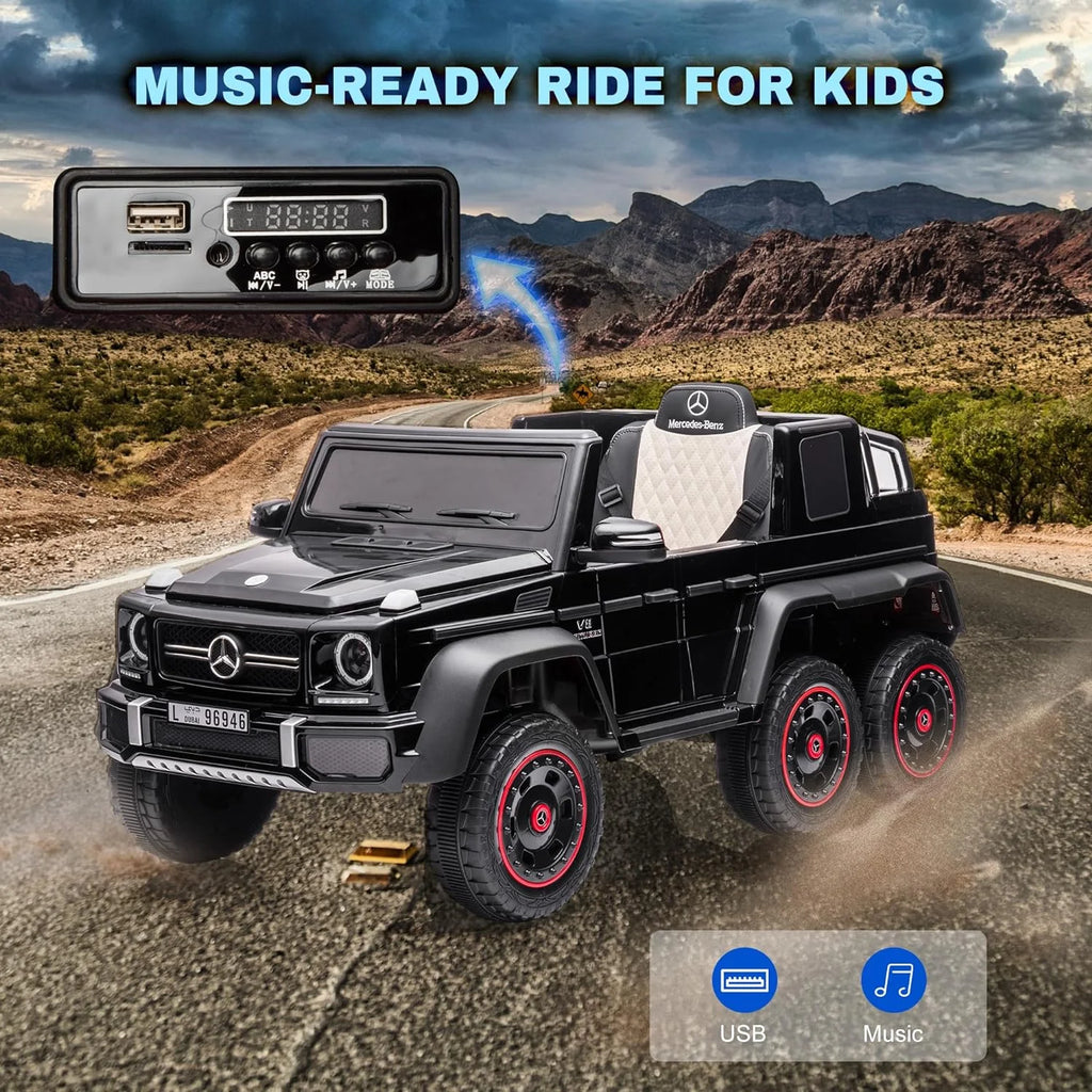 24V 6 Wheels Electric Ride on Kids Car with Remote Control Music&Lights Black H33801