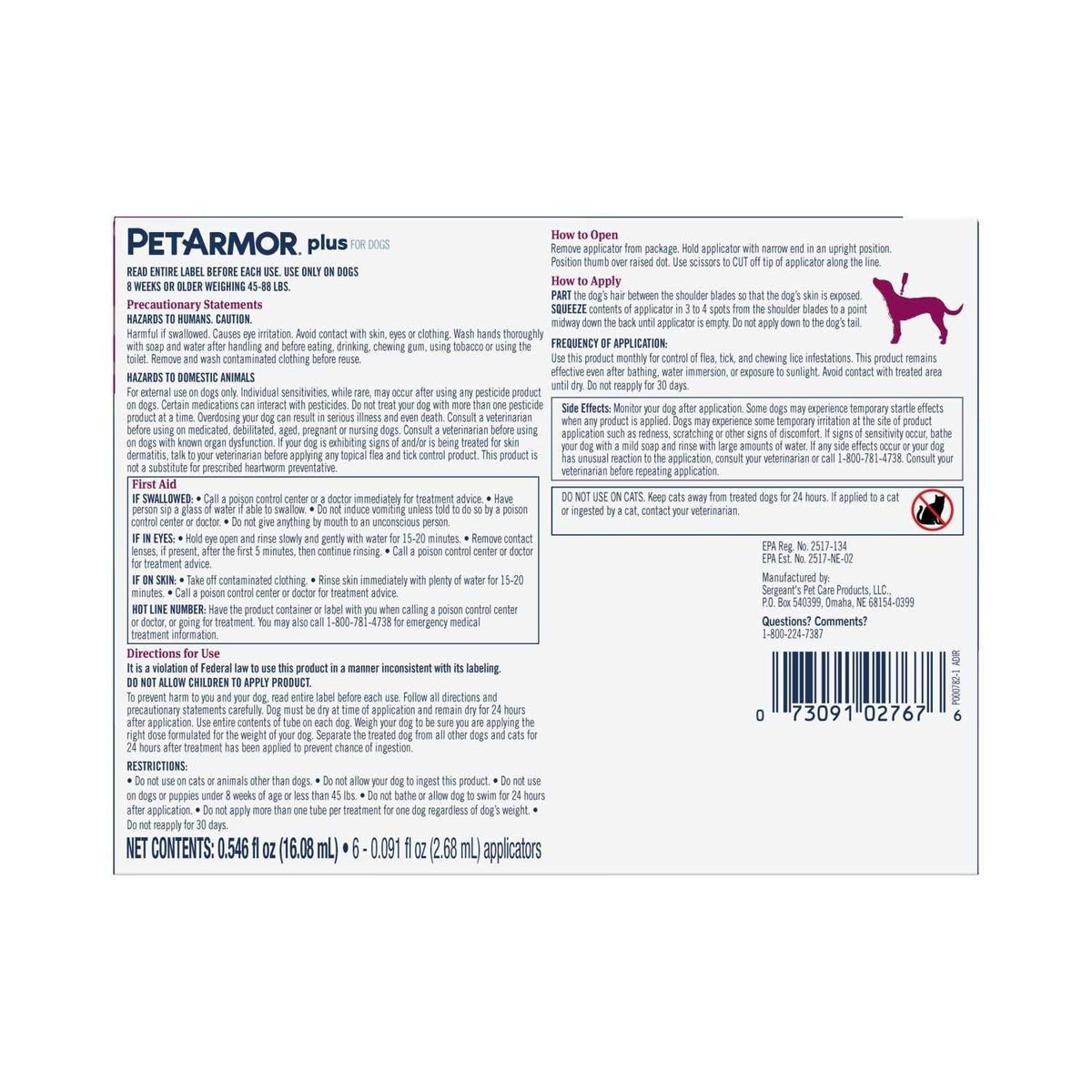 Flea and Tick Treatment for Large Dogs L630