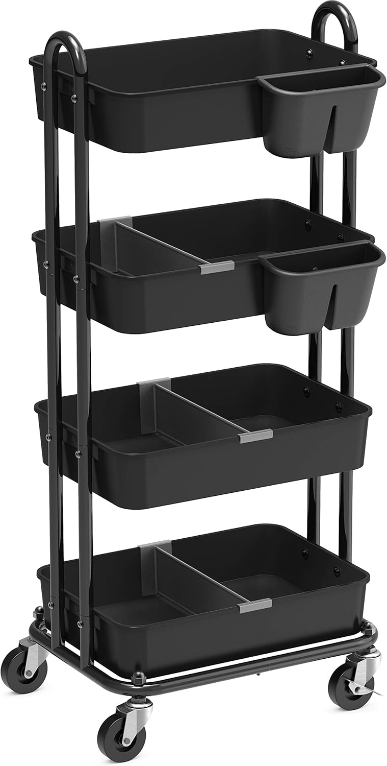 Heavy Duty 4-Tier Rolling Cart, White H715886