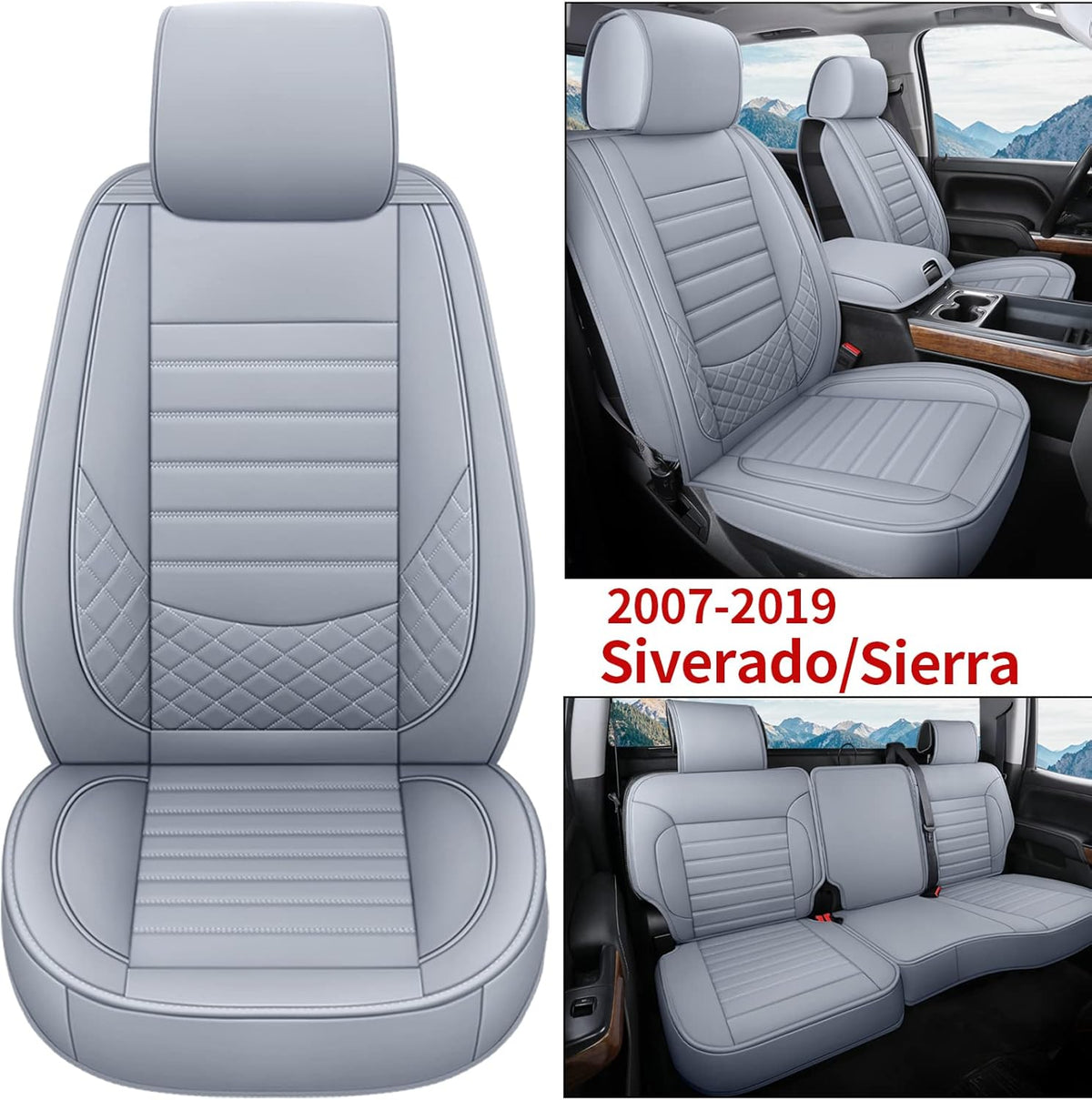Black/Blue Leather Car Seat Covers Full Set U82573