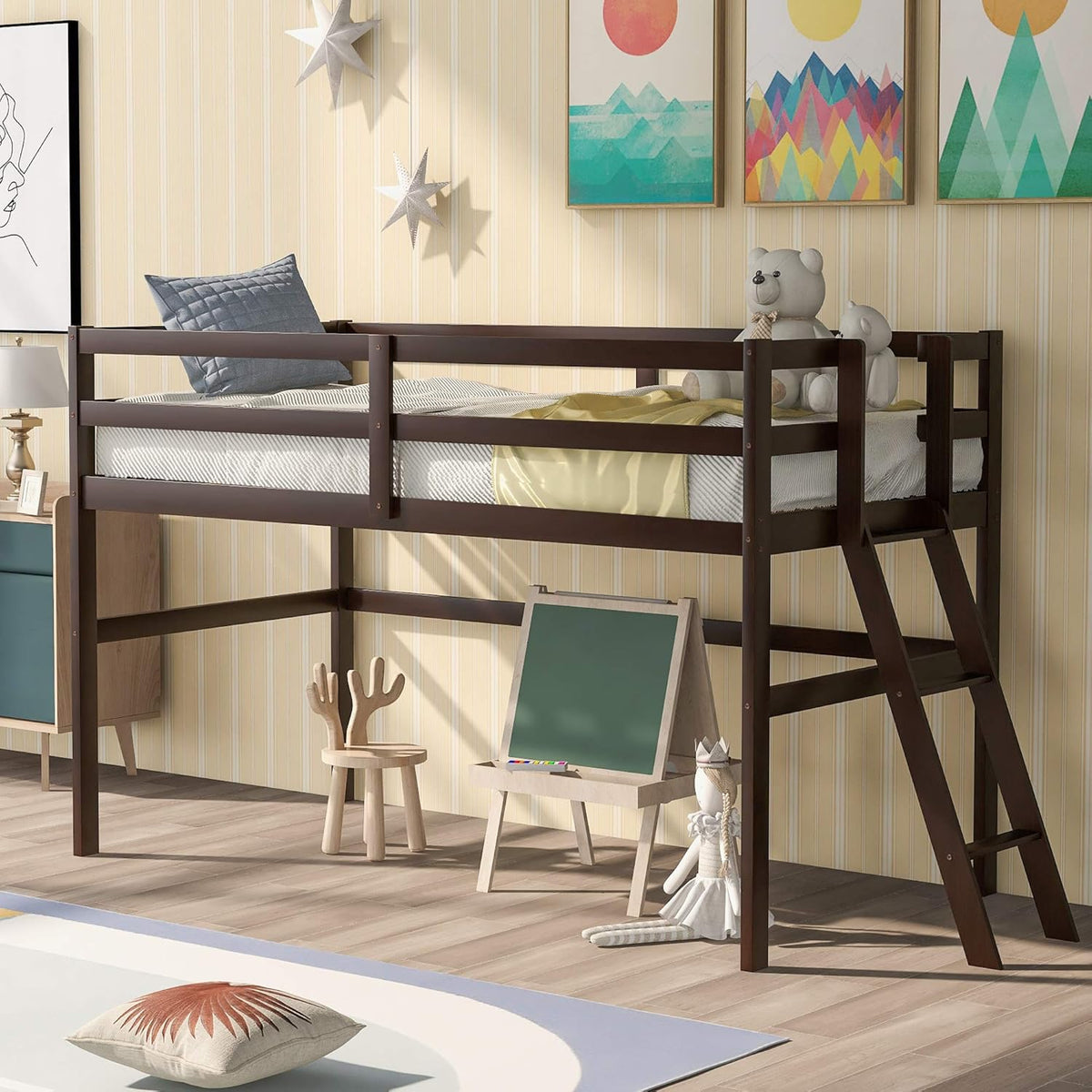 Twin Loft Beds with Slide and Staircase Z9186