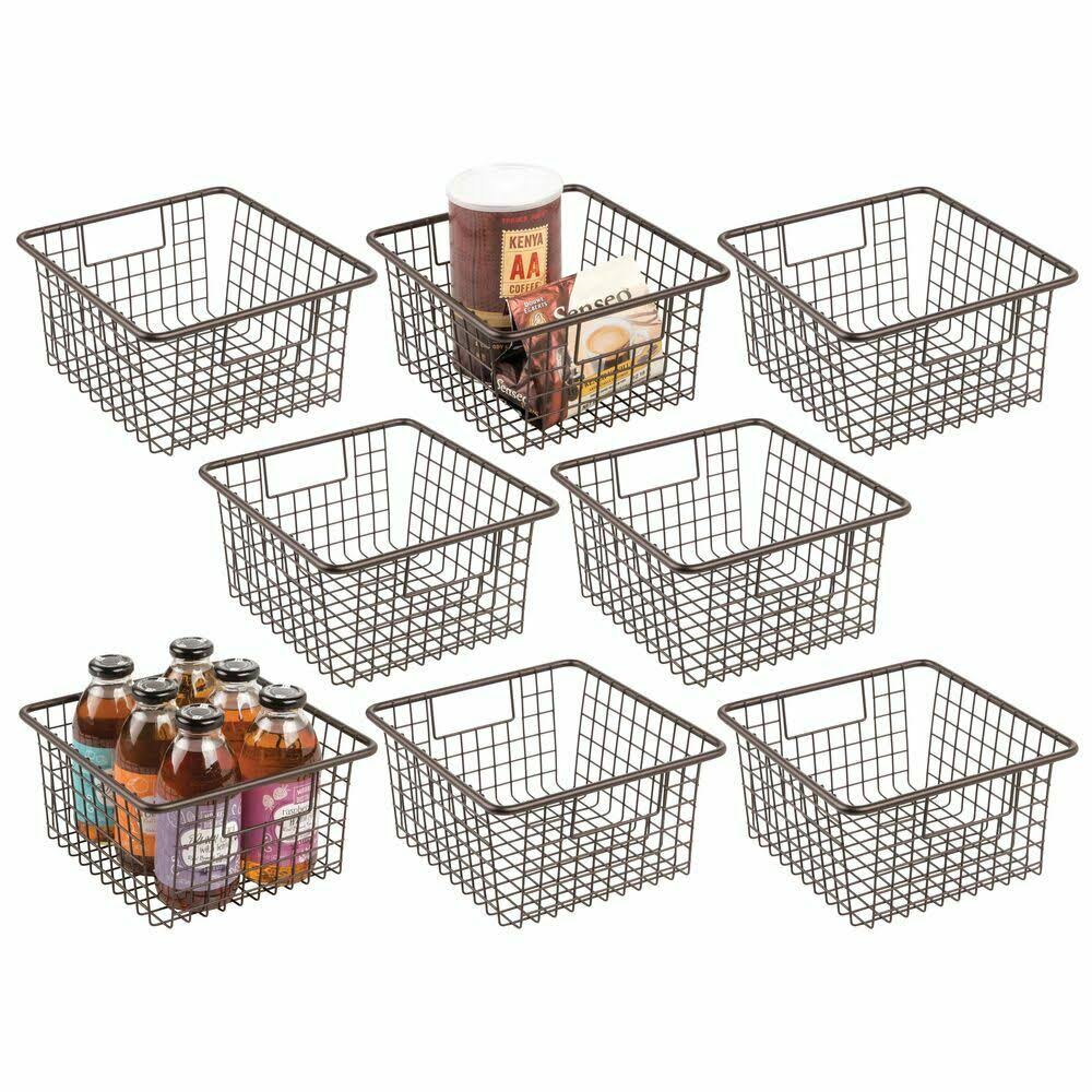 Metal Wire Food Storage Organizer Bin Basket with Handles M1040