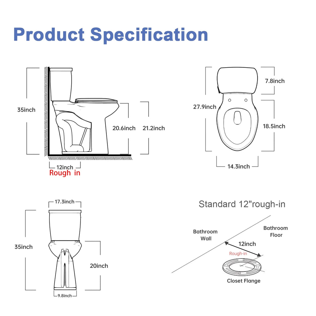 21 Inch Height Two Piece Elongated Toilet B6126
