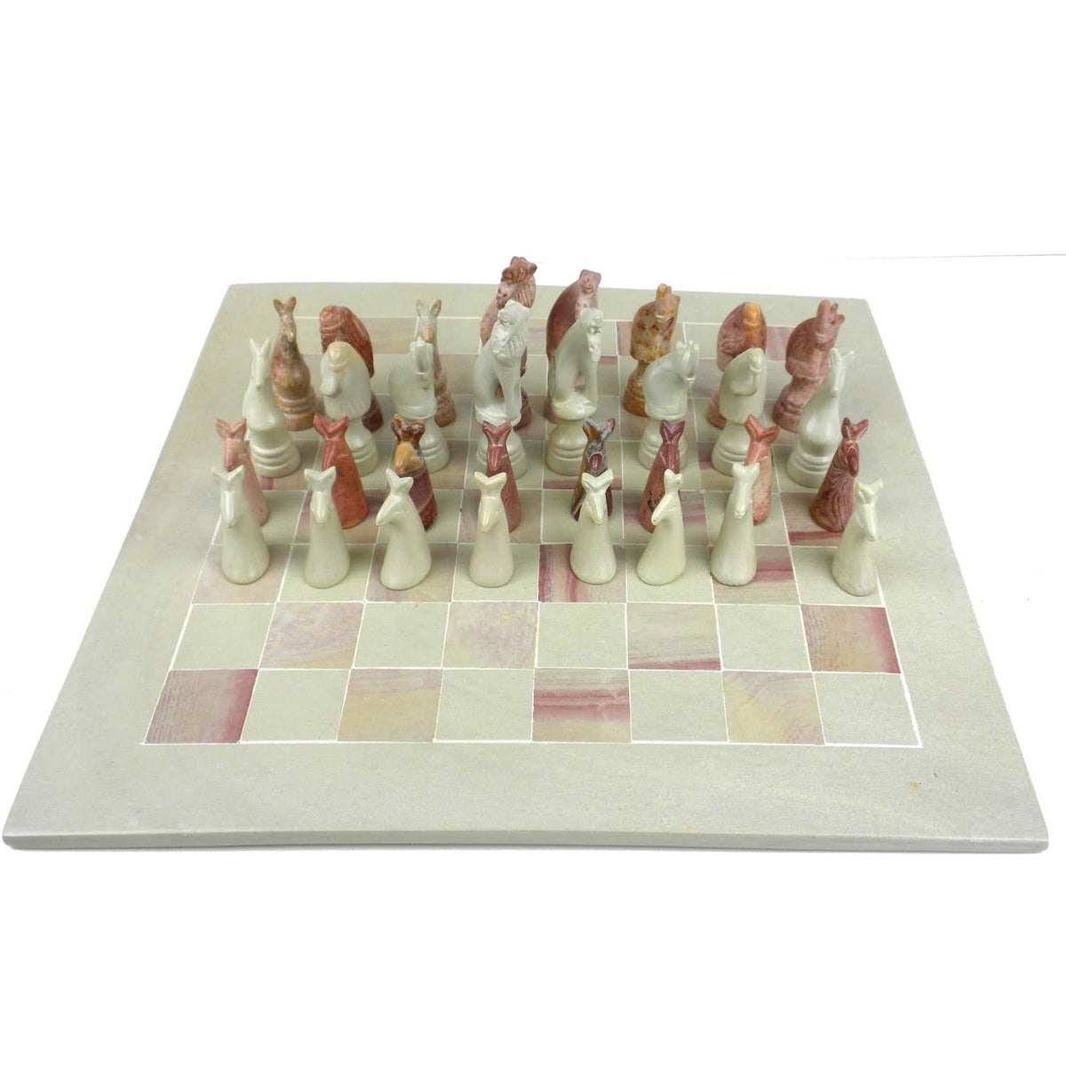 Hand Carved Soapstone Animal Chess Set M827