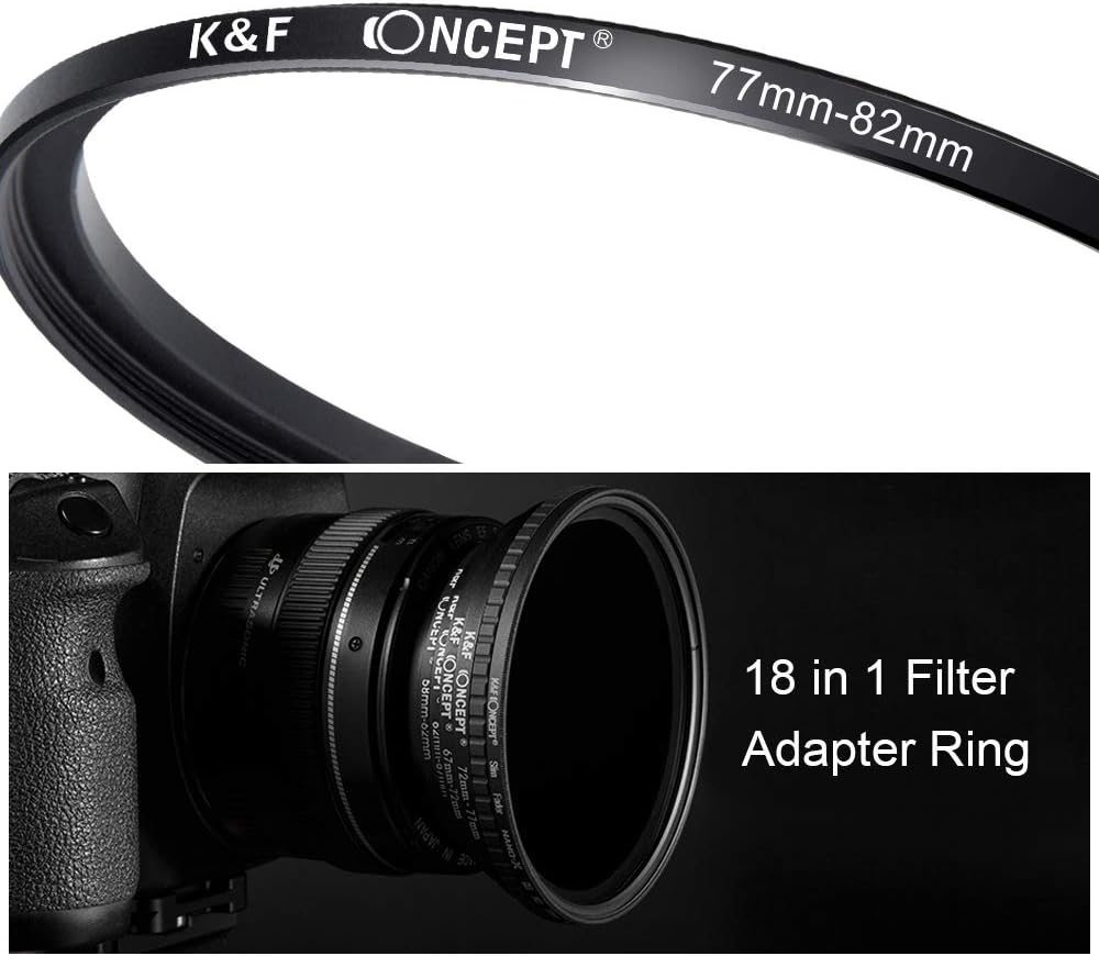 18 Pieces Filter Ring Adapter Set Black D5104