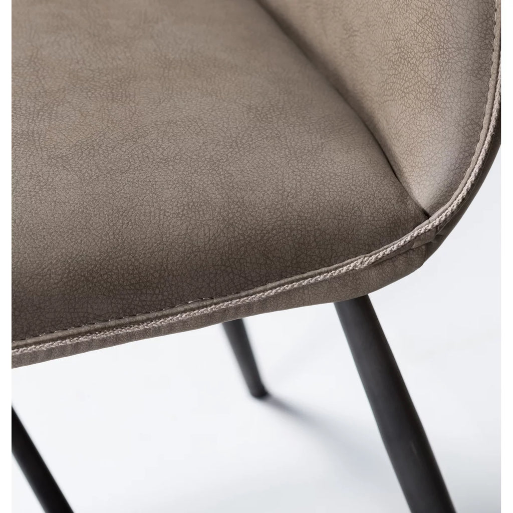 Leather Upholstered Metal Chair Set of 2 Latte Brown and Black F147
