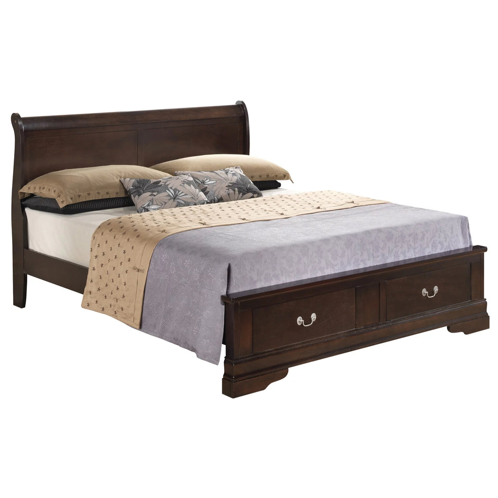 Cappuccino Wood Sleigh Bed Queen Size X166898