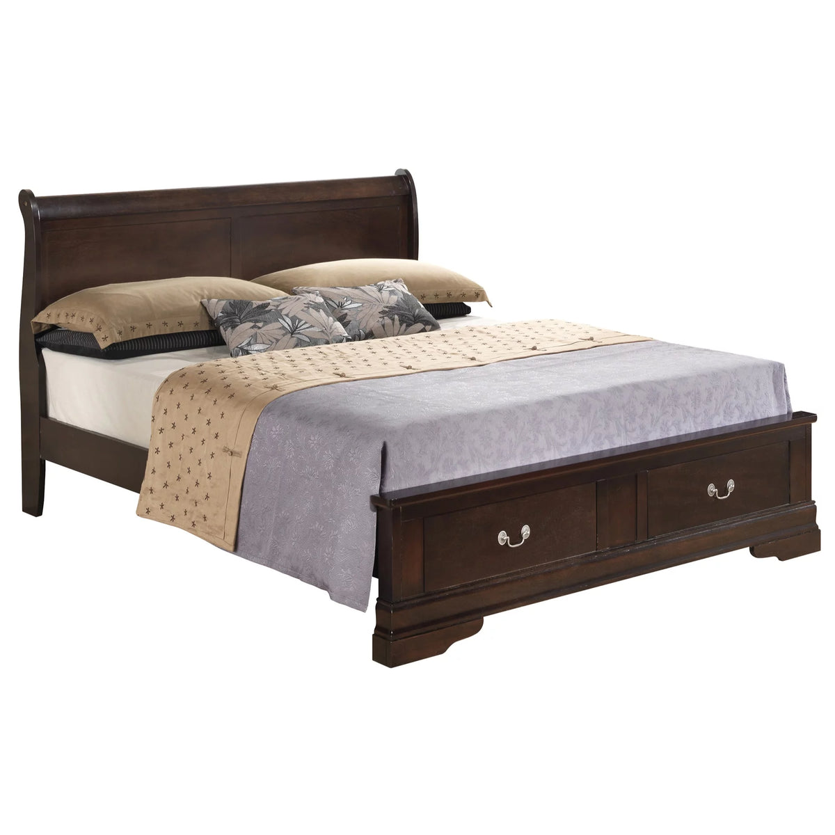 Cappuccino Wood Sleigh Bed Queen Size X166898
