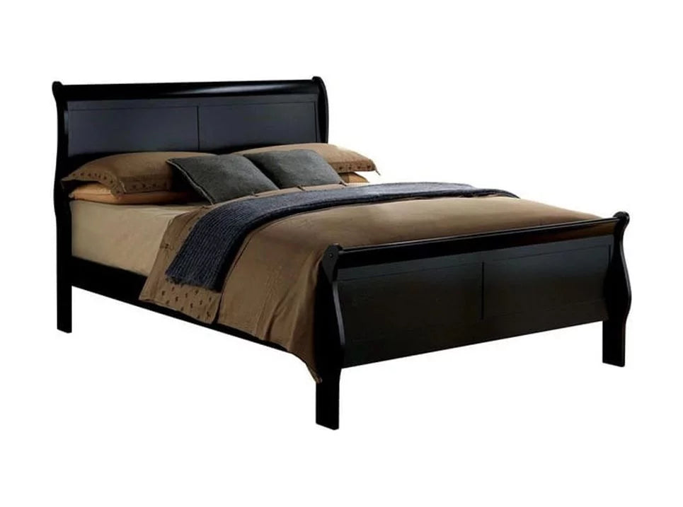 1pc Eastern King Size Black Solid Wood Bedframe H4372