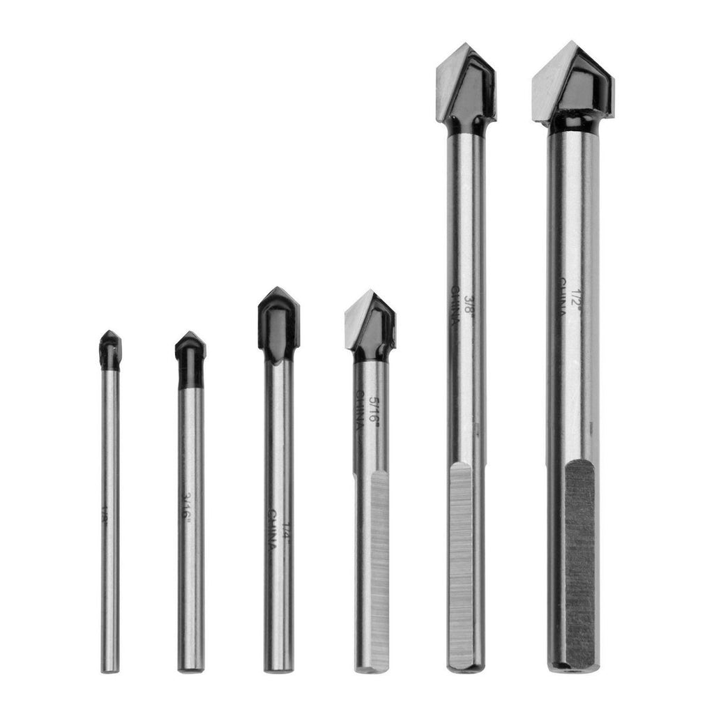 Carbide Tip Glass and Tile Cutting Drill Bit Set, 6 Piece G2727