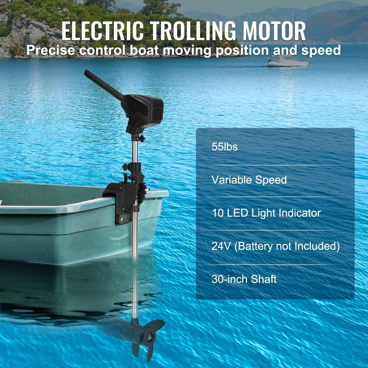 55lb Thrust 24V Electric Trolling Motor R4939