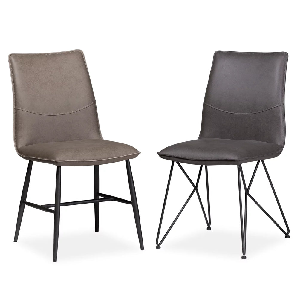 Leather Upholstered Metal Chair Set of 2 Latte Brown and Black F147
