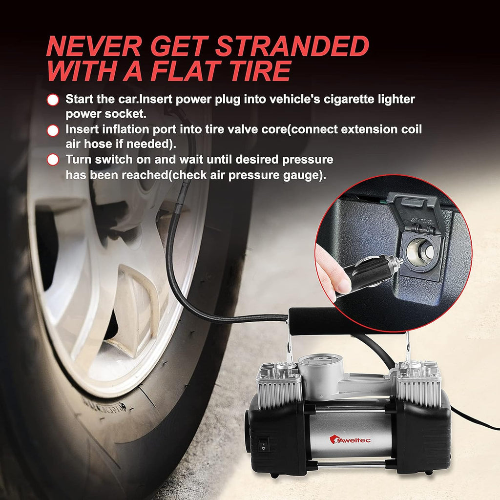 12V Heavy Duty Portable Air Compressor Tire Inflator Kit C84593