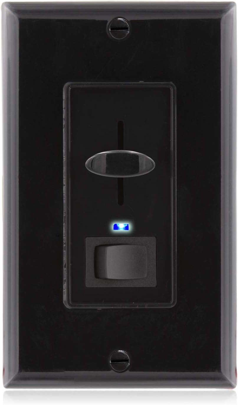 Dimmer Light Switch with Blue Indicator Light, LED Compatible, 3-Way/Single Pole, 600 Watt D883