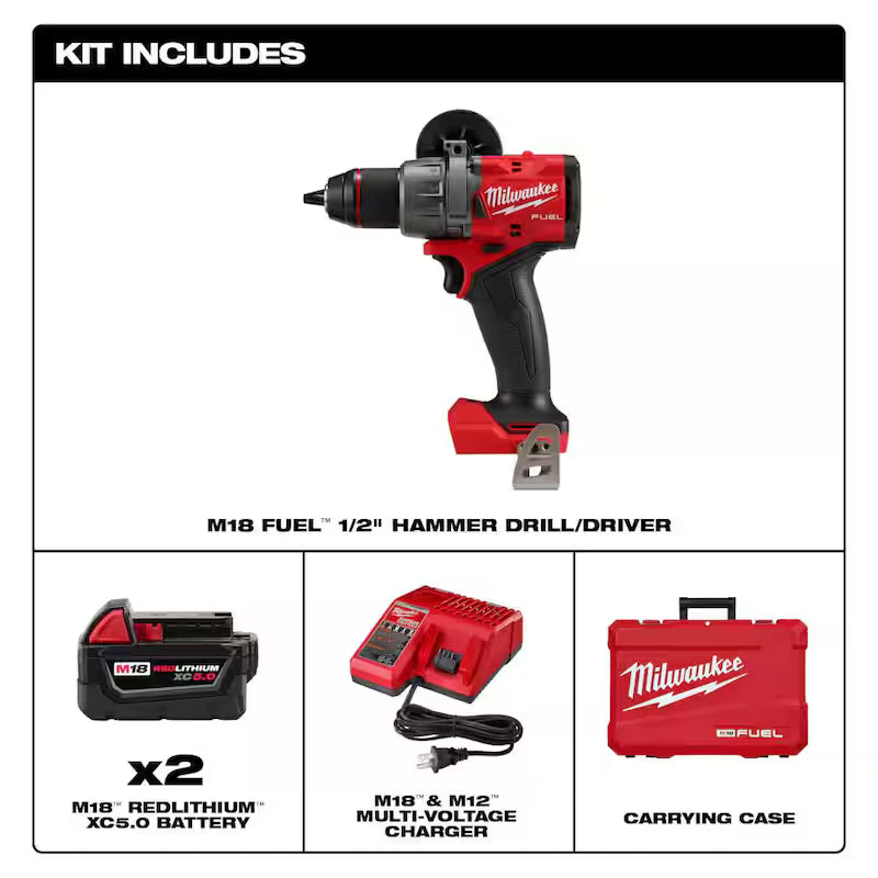 18V Lithium-Ion Brushless Cordless Hammer Drill Driver Kit with Impact Wrench D4882