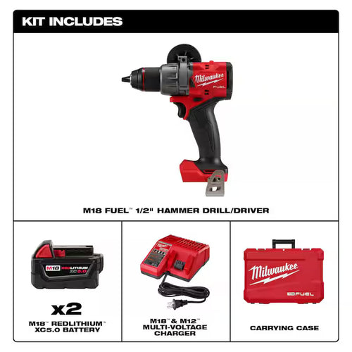 18V Lithium-Ion Brushless Cordless Hammer Drill Driver Kit with Impact Wrench D4882